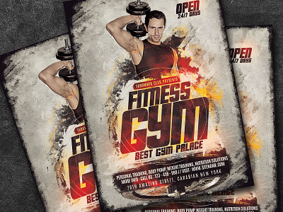 Fitness Flyer Template athletic body building boxing business club design fight fighting fit fitness fitness flyer flyer graphic gym gym flyer handout health leaflet poster powerlifting