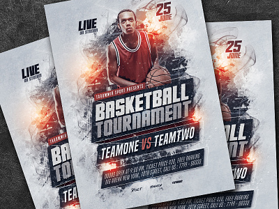 Basketball Tournament Flyer ball basket basketball basketball flyer basketball game basketball tournament flyer championship club college event flyer match play player poster sport sport flyer sports club square flyer streetball