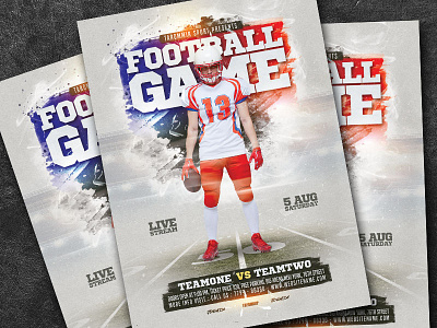 Football Game Flyer american football college download event flyer football flyer game league poster print psd us football