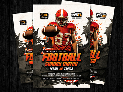 Football Flyer Template abstract american ball college design download element event flyer football game graphic leaflet league poster print sport team template tournament