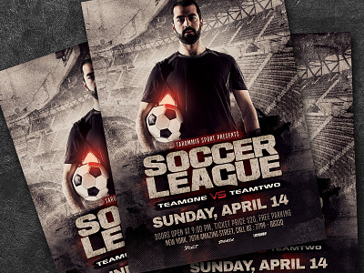 Soccer League Flyer ball champion championship club college cup competition cup download event flyer football football flyer game goal league match play poster psd soccer