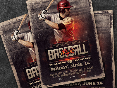 Baseball Night Flyer american ball base baseball baseball league baseball poster baseball tournament download graphic league print psd sport