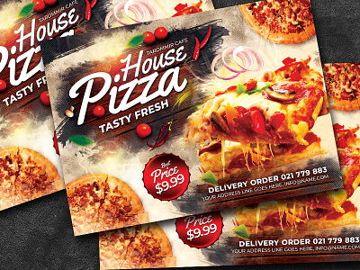 Pizza House Flyer cafe cheese cook cooking delicious delivery design download eat fast fast food flyer food hot italian italy lunch meal menu psd