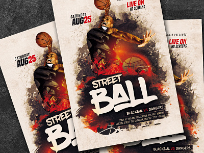 Streetball Flyer art athlete ball basket basketball basketball flyer basketball league basketball match basketball match flyer basketball player basketball poster championship club college basketball competition download flyer poster template psd slam dunk