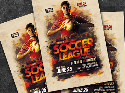 Soccer League Flyer abstract ball championship club competition cup download event flyer football game goal graphic leaflet league match play player poster psd