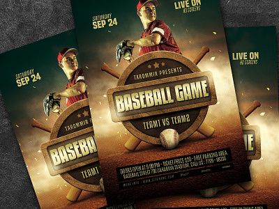 Baseball Game Flyer athlete ball base baseball baseball flyer template baseball league baseball player baseball poster baseball poster template championship competition design download flyer game graphic league play poster psd