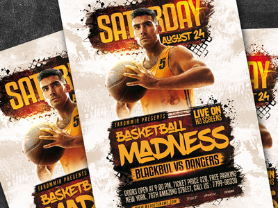 Basketball Madness Flyer arena ball basket basketball basketball flyer basketball game basketball match basketball poster championship club college basketball competition court design download event flyer game graphic psd