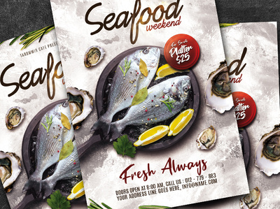Seafood Flyer bar beach cafe cooking crab delicious design dinner download fish fish market flyer food fresh graphic kitchen lobster menu poster print