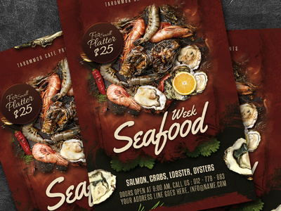 Seafood Flyer Template bar beach cafe cooking crab delicious design dinner download fish fish market flyer food fresh graphic kitchen lobster menu poster psd