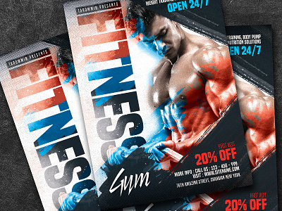 Fitness Gym Flyer advertising athletic center corporate creative design download event fitness flyer graphic gym gym flyer gymnasium health modern place poster powerlifting psd