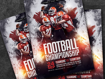 Football Championship Flyer abstract american american football art ball champion championship college college football competition cup design download event flyer football game helmet match psd