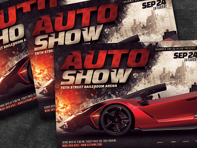 Auto Show Flyer abstract art artwork auto auto show automobile automotive car car flyer car show classic colorful concept design download event flyer graphic modern psd