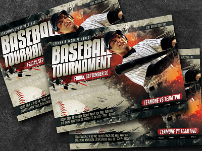 Baseball Tournament Flyer ball baseball baseball equipment baseball poster championship competition design field flyer game graphic isolated league play player poster softball softball flyer sport