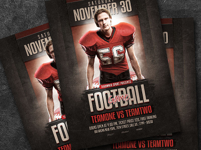 Football Game Flyer american american football ball champion championship college college football download event flyer football playoff poster psd sport sport flyer superball tournament xlix