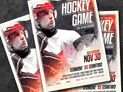 Hockey Game Flyer download flyer game graphic hockey hockey game hockey playoff hockey poster ice ice hockey match poster puck skate skating sport sport flyer sport poster