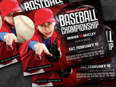 Baseball Championship Flyer american background ball base baseball baseball glove baseball poster championship competition design flyer game graphic invitation league match play player poster