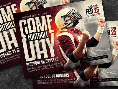 Game Day Football Flyer american football background ball championship college college football competition cup design event flyer football game goal graphic grass league match nfl poster