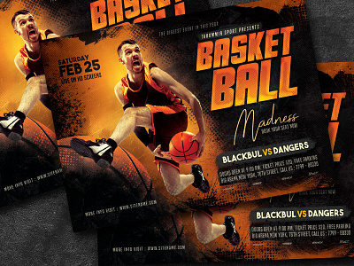 Basketball Madness Flyer advertising ball basketball basketball flyer college download event flyer game match poster psd slam dunk sport sport flyer streetball template tournament