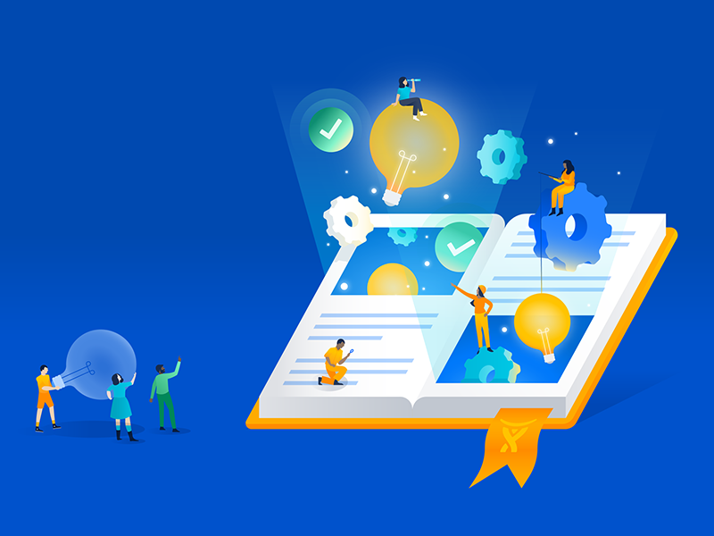 Powerful Support Illustration collaboration learning idea book support technology illustration