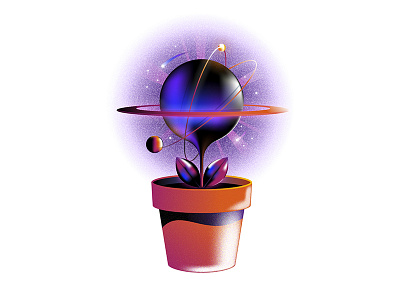 Potted Planet cosmic gradient magic planet plant space