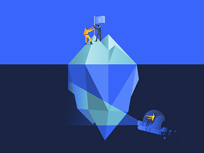Tip of the Iceberg discovery gradient iceberg illustration light prism submarine