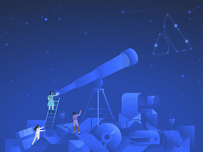 The Future of Work constellation future illustration space stars team technology telescope work