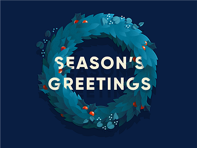 Season's Greetings celebration christmas festive gradient holiday holly illustration winter wreath