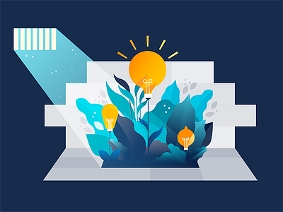 Opportunities in Prison editorial entrepreneurship flower gradient idea illustration leaf light lightbulb plant prison team