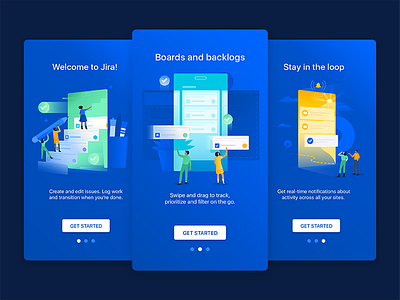 Jira Welcome Illustrations business empty state future gradient illustration jira mobile people phone productivity task team