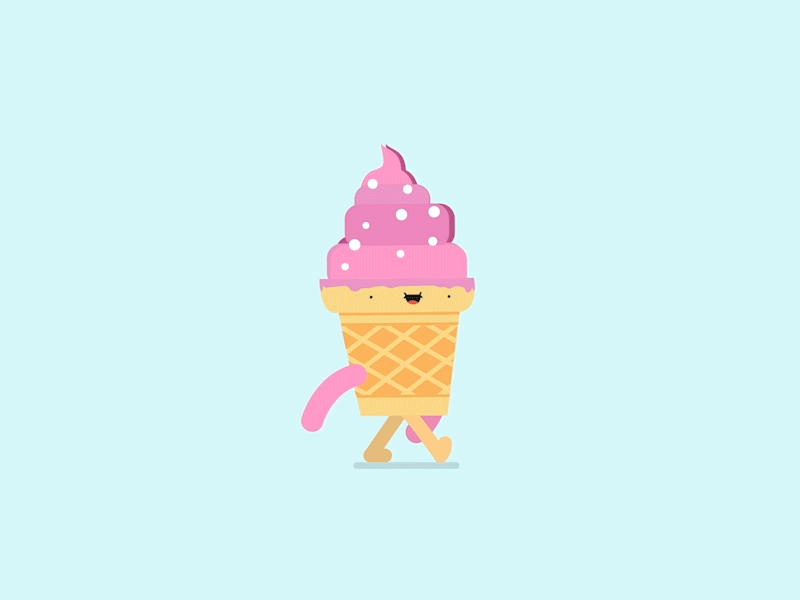 Summer is coming ... Ice cream time too ! ae after effect animation character animation cute happy ice cream ice cream cone icecream smile walkcycle