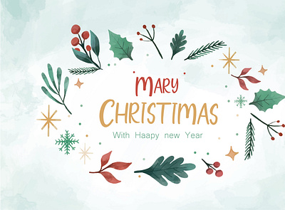 Mary Christimas With Happy New Year christmas illustration lettering mary minimal typography vector