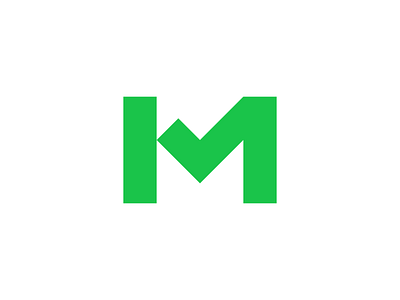 M + Check arrow branding clean done list logo design minimal modern simple