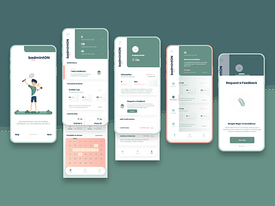 BadmintON App app concept design interface product design ui ui ux ux