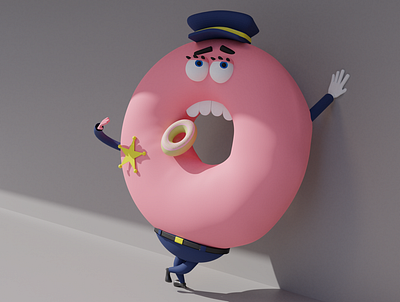 Doughnuts sheriff 2020 3d 3d artist blender blender3d characterdesign cute design donut donuts doughnuts gumball modeling