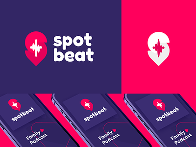 Spotbeat Podcast Logo \ S + Pin + Sound Wave branding design logo logo design logotype mark podcats sign signature sound vector wave