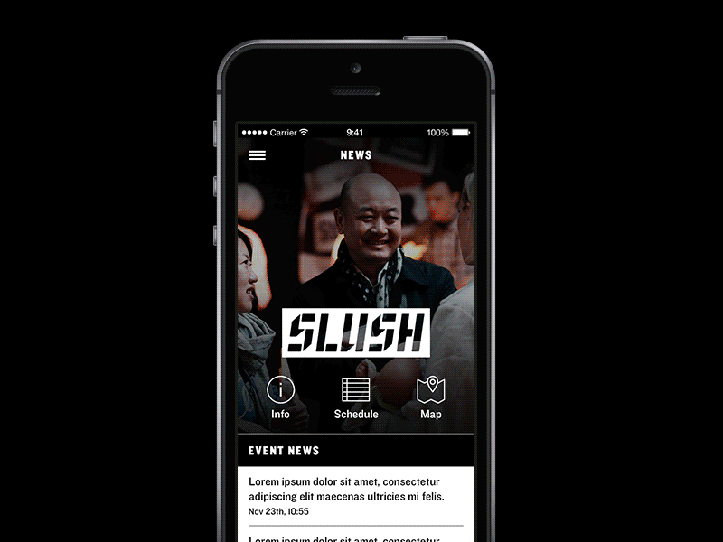 UI & visual design for Slush 2014 app