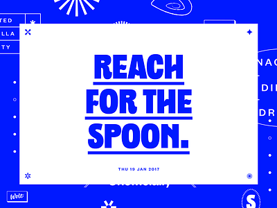 Mockup of visual elements blue headline mockup spoon test typeface underline wolt