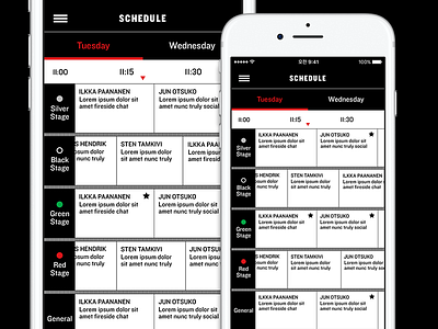 Slush 14 schedule UI ios schedule slush timetable