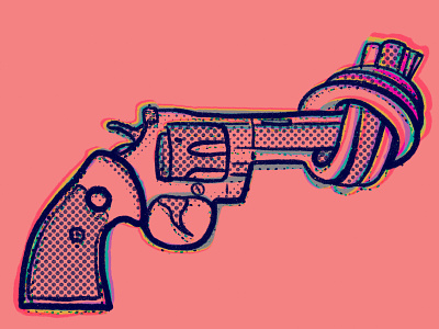 Knotted Gun digital coloring illustration knotted gun non violence united nations world peace
