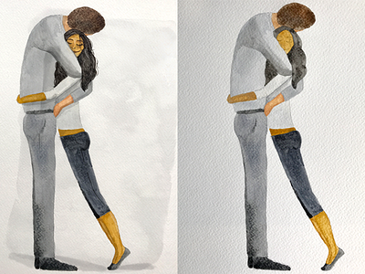 The hug before and after couple details hug illustration watercolor
