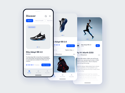 Social network App concept adidas app basketball clean ecommerce eshop influencer mobile modern network nike products sneakers social sport ui ux