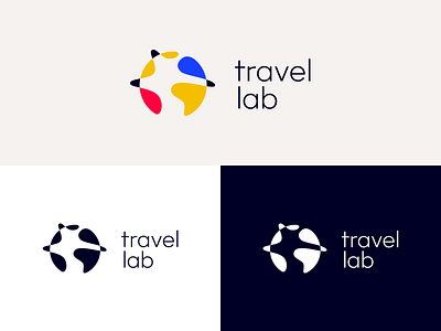 Travel Lab - branding brand branding colorful covid drawing earth explore globe illustration lab laboratory logo manual molecule testing travel travelling typography vaccination web