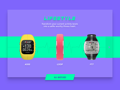Fitness watches e-commerce landing page ecommerce fitness flat landing page product running shop slide sport watches web work out