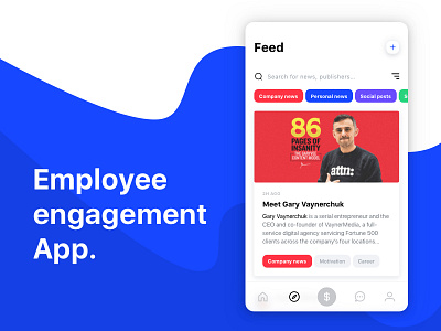 Employee engagement app concept. app app concept chat clean color communication design employee employer flat mobile app network screen social trophy ui ui ux ui design ux ux design