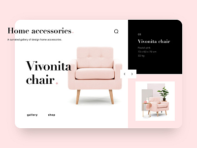Home Accessories UI art chair clean daily design ecommerce furniture modern pink product scandinavian screen shop slide typography ui ux web