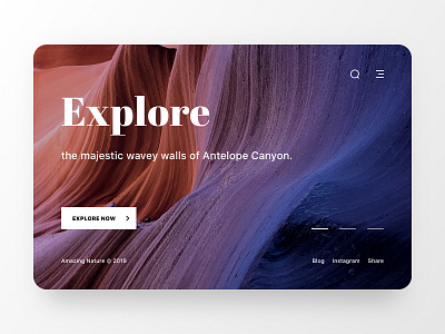 Nature Web UI antelope canyon clean concept daily design modern mountain page photo slide typogaphy ui unsplash ux web