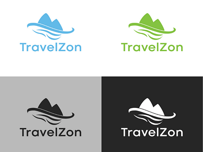 TravelZon Logo design hat logos mountain travel wave