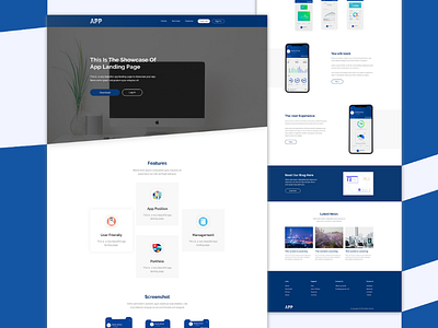 App app landing page psd template ui ux web website design