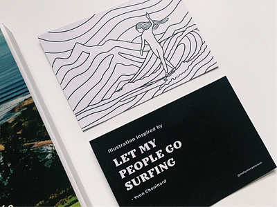 Let My People Go Surfing adventure book colour in design graphic design illustration lines mountain nature patagonia postcard simple surf surfing