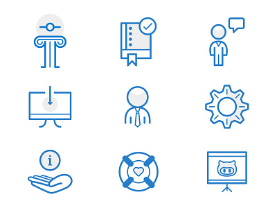 Github Services Icons admin chat commit on a pedestal icons illustration pull request support
